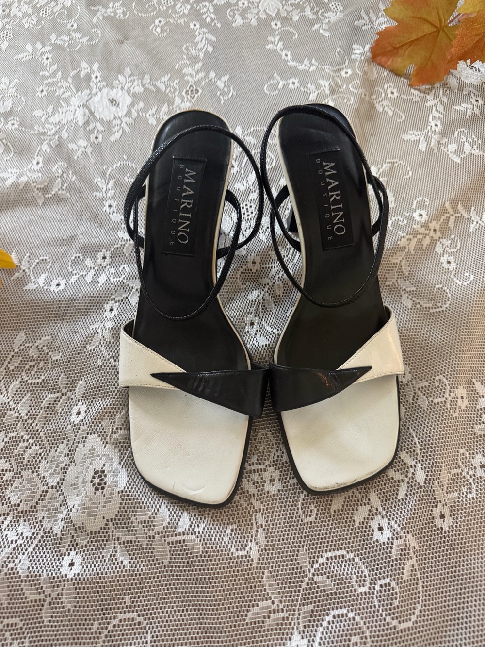 Two-Tone Black & White Slingback Heels